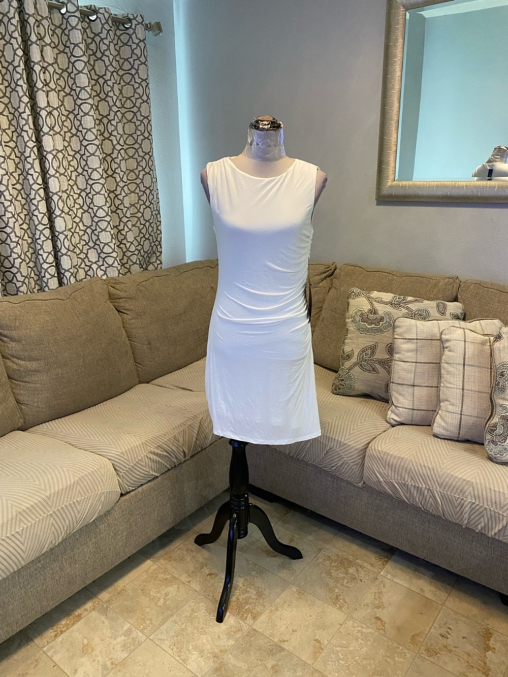 New Lulus White sleeveless ruched mini dress